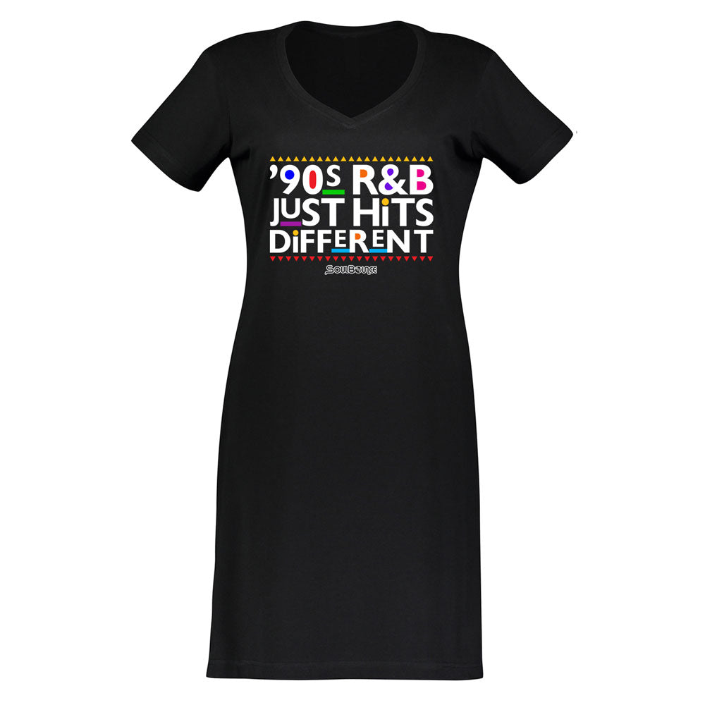 '90s R&B Just Hits Different T-Shirt Dress Original Black / Women's L/XL